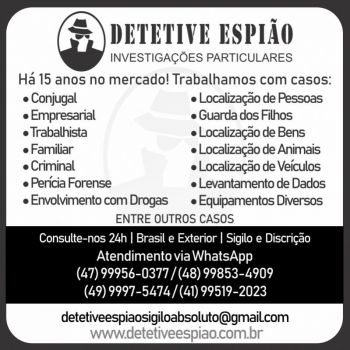  (47) 9 99560377    discrio e sigilo / espio detetive `particular em blumenau / sc. Guia de empresas e servios