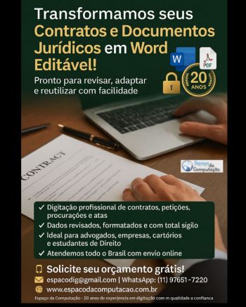 Digitação de contratos e documentos jurídicos no word editável ⠳ segurança, agilidade e profissional. Guia de empresas e serviços