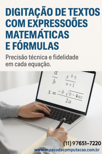 Digitação de textos com expressões e fórmulas matemáticas. Guia de empresas e serviços