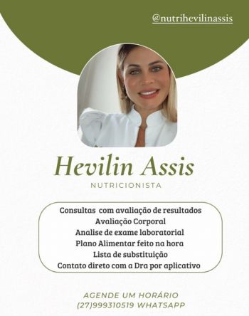 Hevilin assis nutricionista clínica e metabólica, nutricionista esportiva e nutricionista funcional. Guia de empresas e serviços