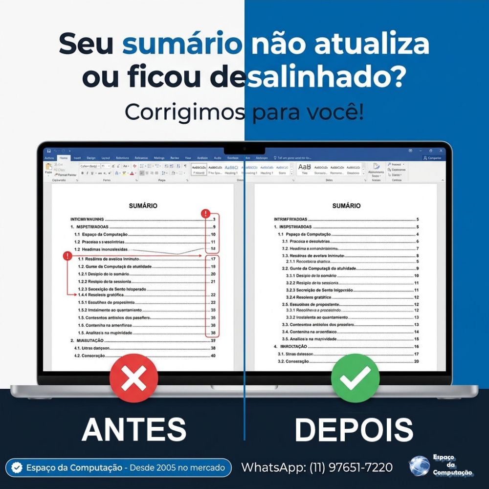 O sumário automático do seu documento não atualiza ou ficou desalinhado? corrigimos para você! O sumário automático do seu documento não atualiza ou ficou desalinhado? corrigimos para você!
