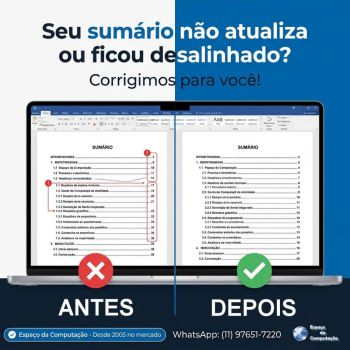 O sumário automático do seu documento não atualiza ou ficou desalinhado? corrigimos para você!. Guia de empresas e serviços