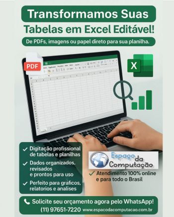 Transformamos tabelas em excel editável com precisão e rapidez ⠳ digitação profissional com revisão. Guia de empresas e serviços