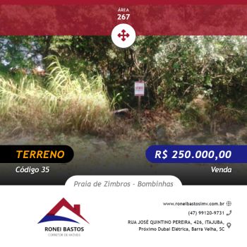 Terreno/Lote  venda  no Zimbros - Bombinhas, SC. Imveis